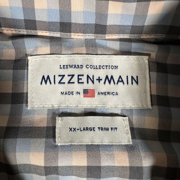 Mizzen Main Shirt Men Size XXL Plaid Trim Fit Long Sleeve Made in USA Leeward - Picture 3 of 9